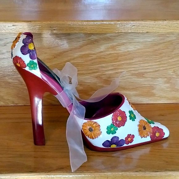 NWT High-Heel Shoe Wine-Bottle Holder, "Floral Splash" - Picture 6 of 9